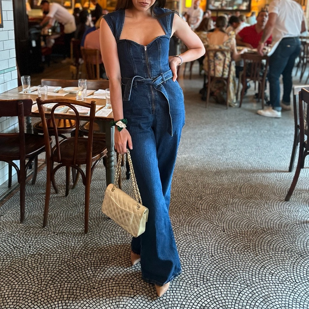 Women's Blue Denim Jeans jumpsuit sweetheart